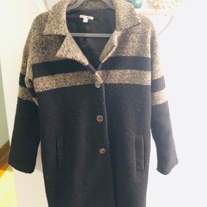 AMUSE SOCIETY Women's Extra Small XS Evelyn Black Striped Jacket Coat